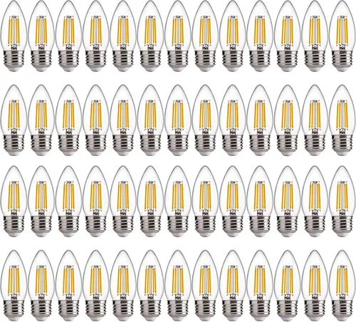 Vista 28 de FLSNT Bombillas LED de Araña Equivalentes a 40W, Bombillas LED Ámbar Regulables B11 E26 Base de Candelabro, 2200K Blanco Cálido, 330LM, Paquete de 6