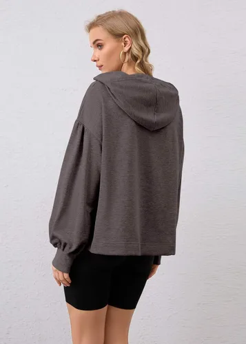 Vista 4 de Sudaderas con capucha de gran tamaño para mujer, de manga larga, sudaderas recortadas con capucha a la moda, Y2K, trajes de otoño