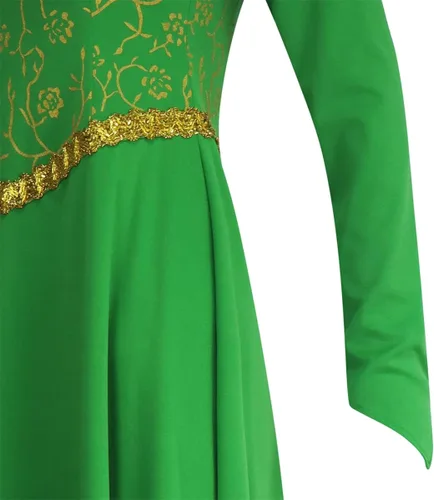 Vista 5 de Adult Fiona Costume Dress Cosplay Princess Dress for Women Long Sleeve Gown Halloween with Headgear