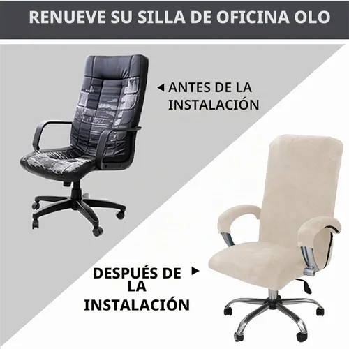 Vista 6 de Funda de terciopelo para silla de oficina y computadora para ejecutivos, beige, XL