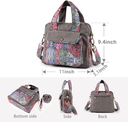 Vista 2 de Black Butterfly Bolso de hombro de lona de alta calidad, asa superior para mujer, bolso ligero, estilo cruzado pequeño