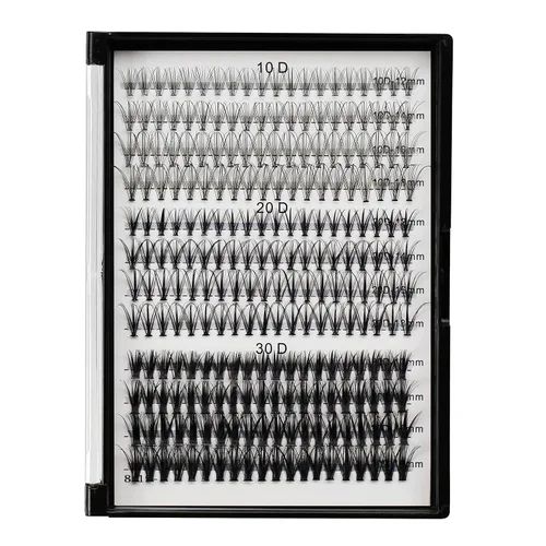 Vista 10 de Bodermincer Extensión de pestañas 240 unidades, rizado D, 10D+20D+30D, 10-16 mm/12-18 mm mezclado, racimo individual de pestañas postizas