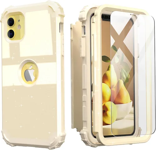 Vista 10 de IDweel Funda para iPhone 11 con Protector de Pantalla de Vidrio Templado, Híbrida 3 en 1 Resistente a Golpes Delgada de Protección Resistente