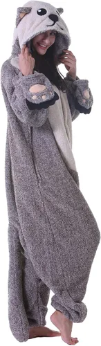 Vista 4 de DarkCom Pijama de una pieza de animal para mujer y hombre, disfraz de Halloween, ropa de dormir de Navidad