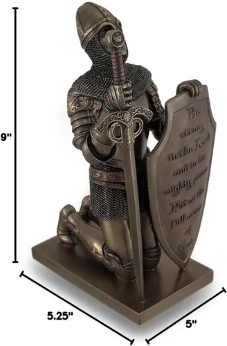 Vista 2 de Veronese Design Caballero Templario Be Strong in The Lord - Estatua con acabado de bronce