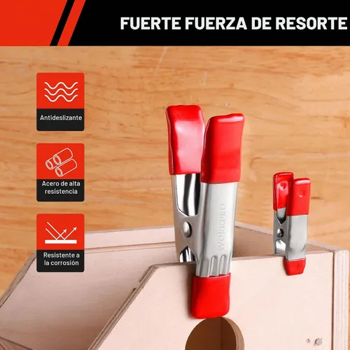 Vista 2 de WORKPRO W001401A - Juego de abrazaderas de resorte de acero de 20 piezas, 15 abrazaderas de 3/4 pulgadas, 5 abrazaderas de 1 pulgada para trabajo