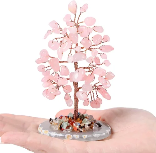 Vista 7 de Árbol de la vida de chakras, árbol de cristal para energía positiva, piedras preciosas y cristales, árbol de dinero, decoración de Feng Shui