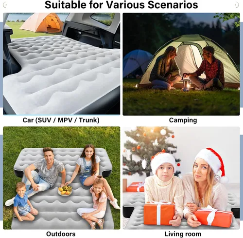Vista 7 de Coverado Colchón de aire para SUV, colchón de aire auto inflable de un clic con bomba inalámbrica integrada y función de luz, cómodas camas de viaje
