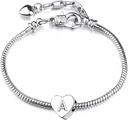 Vista 3 de TGLS - Abalorio de corazón con letra A a Z, diseño de corazón y texto en inglés