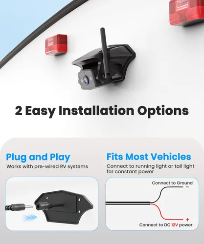Vista 2 de AUTO-VOX Cámara inalámbrica de respaldo para autocaravana: Instalación Plug and Play de 30 minutos, pantalla completa de 7.2 pulgadas 1080P