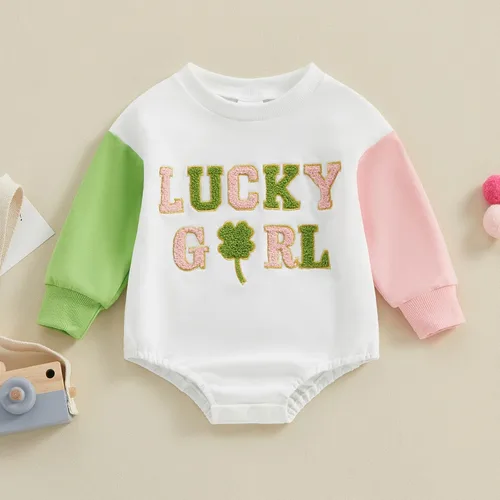 Vista 2 de FOCUSNORM Ropa de Pascua para bebé recién nacida, con bordado de conejo, sudadera con burbujas, traje de bebé niña