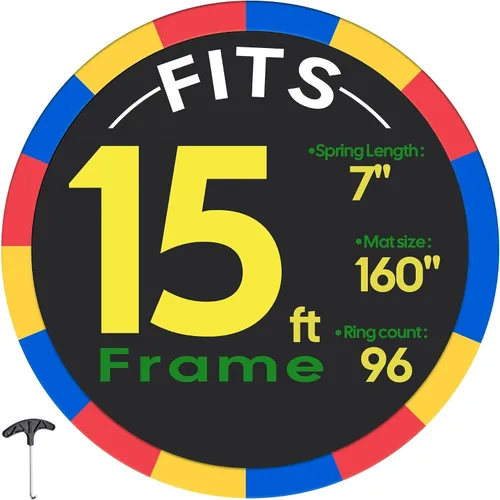 Vista 10 de AW Trampoline Mat & Pad Replacement Kit with 96V-Ring Fits 15 ft Trampoline Frame