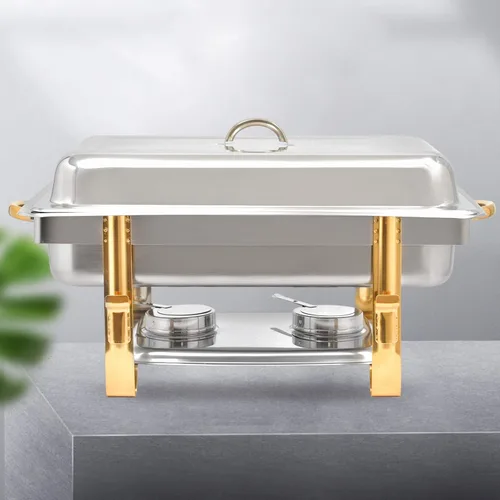 Vista 9 de Recipiente de calentamiento de acero inoxidable de 9 L, calentador de alimentos, calentador de alimentos, estufa de buffet rectangular
