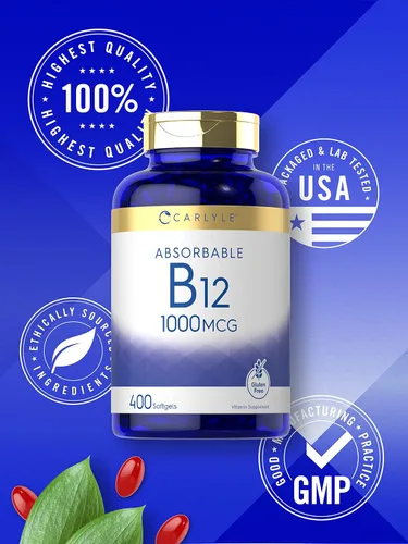 Vista 5 de Carlyle Vitamina B12 1000 mcg Absorbable 400 cápsulas blandas