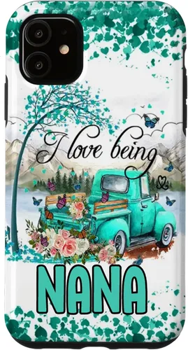 Vista 8 de I Love Being Nana Flower Butterflies Truck PC Case for iPhone 17