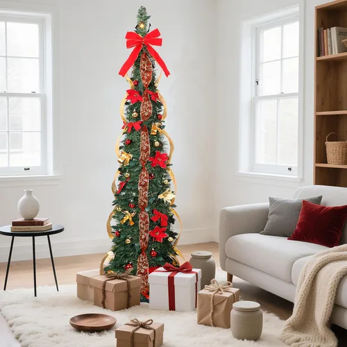 Vista 9 de Alupssuc - Árbol de Navidad desplegable de 4 pies, control remoto, luces de Árbol de Navidad artificial con luces de doble color, control remoto, 9