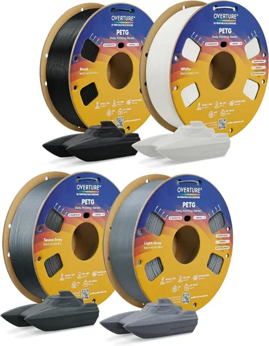 Vista 25 de OVERTURE - Filamento PETG de 1/16 de pulgada (1.75 mm) para impresora 3D y FDM, bien enrollado, duradero, carrete de 4.4 libras, dureza firme