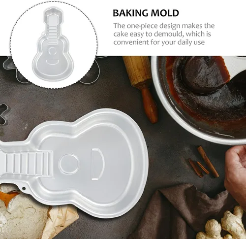 Vista 9 de Decoración de coche para decoración de coche, anillos de aluminio 3D con forma de guitarra para decoración de pasteles, molde para hornear, molde