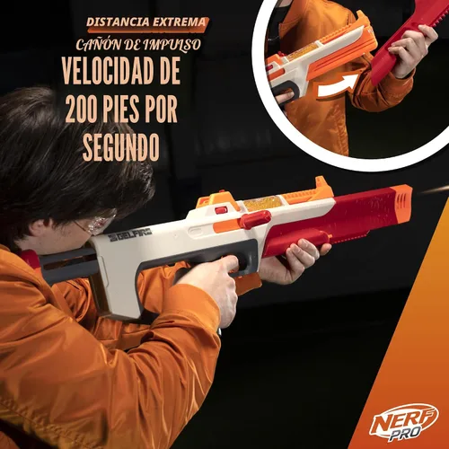 Vista 3 de Pistola Nerf Pro Gelfire Ghost de acción de proyectiles, cañón de impulso extraíble, 5000 rondas de gel, tolva integrada de 100 rondas, gafas