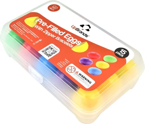 Vista 9 de UpBrands Caja a granel de 720 huevos de Pascua prellenados con pulseras de cremallera de juguete para ansiedad, suministros de caza de huevos
