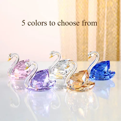 Vista 4 de DOJOZ Crystal Swan - Un par de regalos dulces para el día de San Valentín, colección de figuritas brillantes, pisapapeles, centro de mesa (azul)