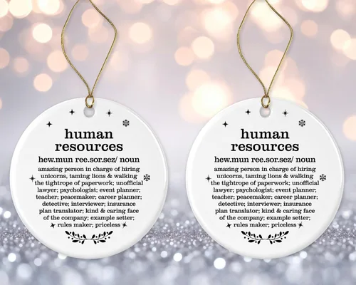 Vista 3 de Adorno de Navidad de recursos humanos, regalo de diccionario de definición, mejor HR nunca, regalo de jubilación, impreso en un lado