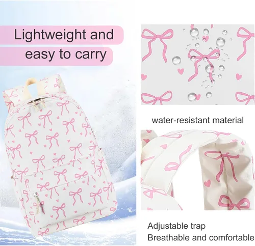Vista 11 de LOIDOU Mochila para adolescentes y niñas, mochila escolar con lonchera y estuche para lápices, juego de bolsas escolares 3 en 1
