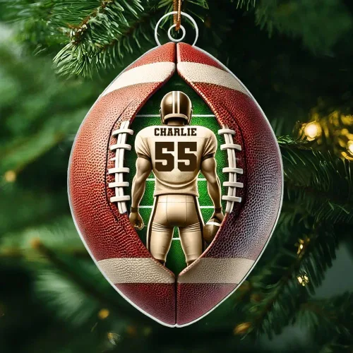 Vista 11 de Adorno de Navidad de fútbol americano personalizado, adorno de fútbol americano, adornos de Navidad de fútbol americano personalizados, adornos