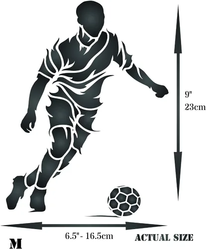 Vista 7 de Plantillas para paredes: Plantilla de fútbol, 6.5 x 9 pulgadas (M) - Pared decorativa para jugador de fútbol