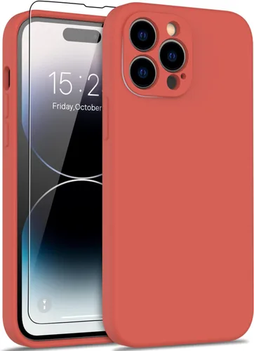 Vista 25 de DEENAKIN Funda compatible con iPhone 14 Plus con protector de pantalla, funda mejorada para cámara, goma de gel de silicona suave probada contra