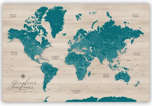Vista 12 de HolyCowCanvas Mapa Personalizado de Pin de Empuje del Mundo en Lienzo, Tablero de Mapa del Mundo, Mundo para Marcar Lugares, Rastrear Viajes, Regalo