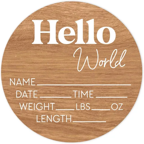 Vista 12 de Letrero de recién nacido "Hello World" - Placa de anuncio de nacimiento con nombre de bebé para hospital - Accesorio para fotos - Decoración
