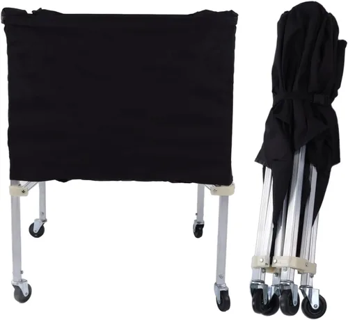 Vista 7 de Carrito de almacenamiento de bolas plegable, organizador deportivo con ruedas para baloncesto, fútbol, voleibol, capacidad de 8 bolas, portátil