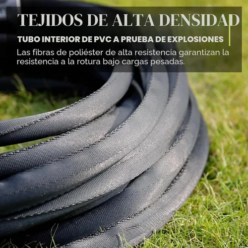Vista 3 de Manguera de jardín no expandible de 25 pies, con boquilla de manguera de 10 funciones, resistente y flexible, ligera, resistente al aplastamiento