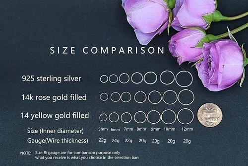 Vista 69 de Small Gold or Sterling Silver Huggie Hoop Earrings for Women Cartilage Nose Helix Tragus