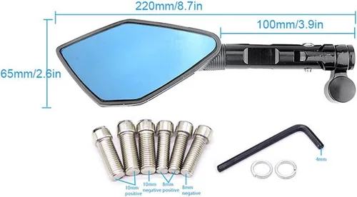 Vista 3 de Espejos laterales universales para motocicleta CNC de 0.394 pulgadas, universales para Benelli TRK 251/502/502X/302 TRK251 TRK502 TRK502X