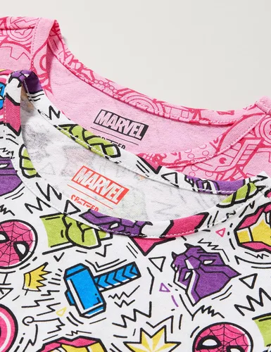 Vista 2 de Spotted Zebra Disney Marvel Star Wars Frozen Vestidos de manga corta para niñas princesas paquete de 2