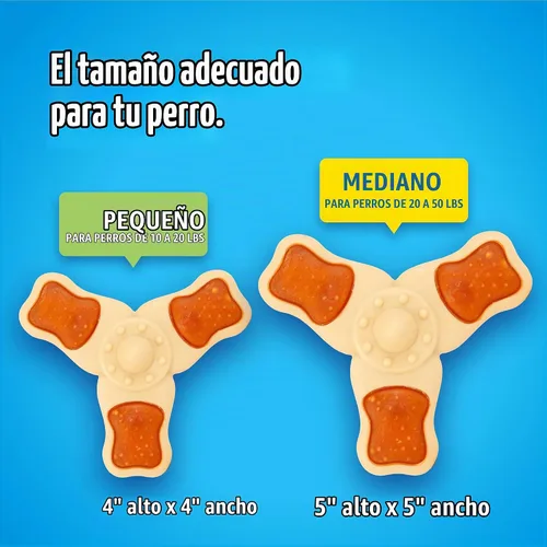 Vista 3 de Hartz Chew ‘n Clean juguete masticable y premio en uno con sabor a pollo, juguete tri-punto para perro, pequeño