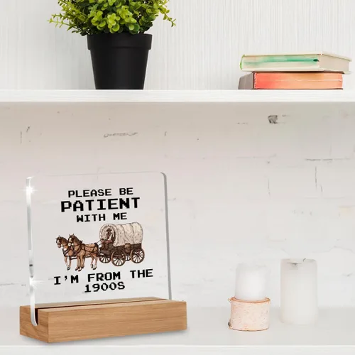 Vista 4 de Divertida placa acrílica retro de regalo para amigos, compañeros de trabajo, regalos occidentales para mujeres, hombres, mejores amigos, decoración