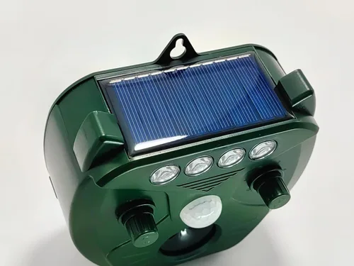 Vista 7 de Repelente solar ultrasónico de animales para exteriores, dispositivos repelentes de ciervos, con flash LED y sensor de movimiento, mapaches