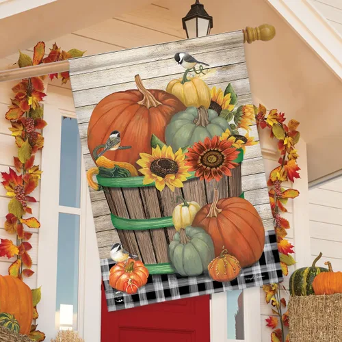Vista 3 de Bandera de casa de otoño Bountiful Bushel de 40 x 28 pulgadas Briarwood Lane