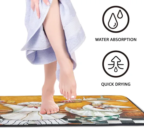 Vista 6 de Fat Chef - Alfombras y tapetes de cocina antideslizantes, lavables, acolchados, antifatiga para fregadero y baño, tapete de 39 x 20 pulgadas