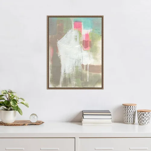 Vista 5 de Amanti Art Framed Canvas Wall Art 24x18 Retro Splash II by Jennifer Goldberger, Framed Wall Art Canvas, Abstract Artwork, Traditional Decor, Medium