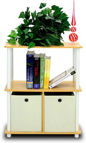 Vista 28 de Furinno Turn-N-Tube - Estantes de almacenamiento, estante para libros de 3 niveles, estante esquinero, estantes abiertos sin herramientas
