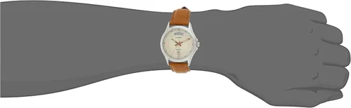 Vista 5 de Casio MTP1381L-9AV Reloj clásico de cuero para hombre 1640ft día fecha oro dial