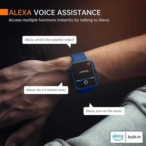Vista 3 de Reloj inteligente aeac para hombres y mujeres, con Alexa incorporada y llamada Bluetooth estable, con monitor de frecuencia cardíaca/SpO2/sueño, 100