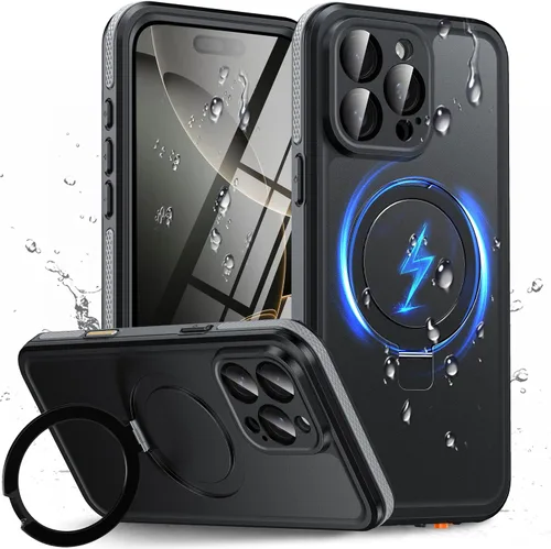 Vista 17 de Oterkin Funda magnética impermeable para iPhone Air con [protector de pantalla integrado] [soporte invisible] [compatible con MagSafe]