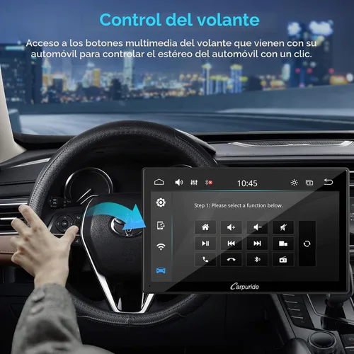 Vista 5 de Carpuride - Estéreo de coche de doble DIN de 9 pulgadas con CarPlay y radio de auto Android Auto
