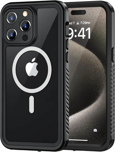 Vista 38 de Lanhiem Funda para iPhone 14, impermeable IP68 a prueba de polvo con protector de pantalla integrado, resistente a prueba de golpes de cuerpo Negro