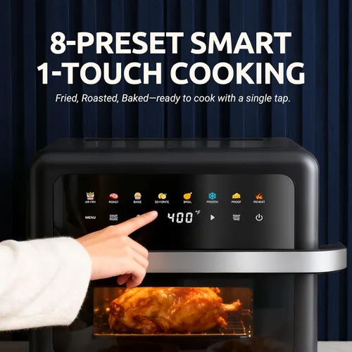 Vista 2 de Freidora de aire de 8 cuartos de galón de gran capacidad, horno freidora de aire digital 8 en 1 con circulación de aire rápida, control táctil